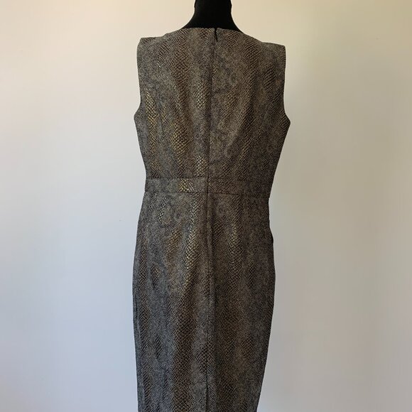 Ellen Tracy Faux Metallic Snakeskin Sleeveless Knee-Length Dress - Size 12 - Picture 9 of 9
